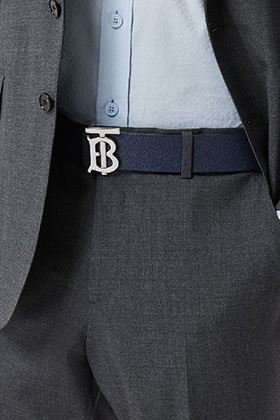 B Reversible Blue Leather Belt